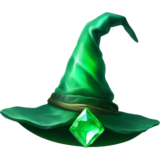 wizard's hat green gem emoji