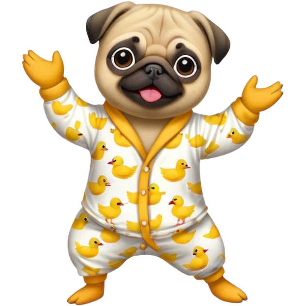 Pug dancing in duck pajamas emoji