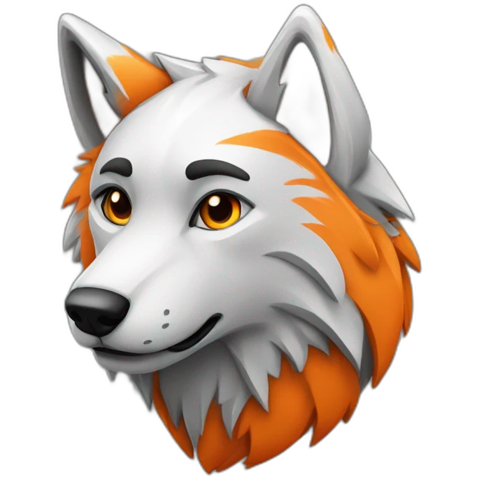 Mascotte de loup au foot en orange et noir emoji