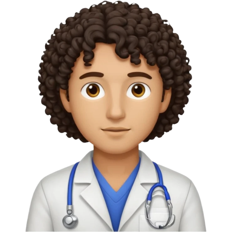 male dark brunette curly hair vet emoji
