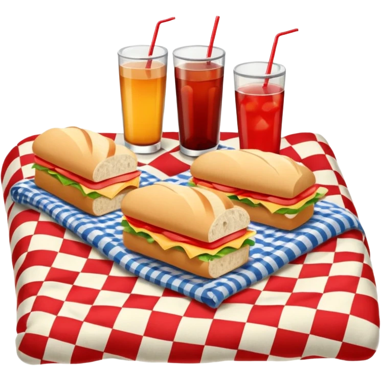 picnic with sandwiches, drinks emoji