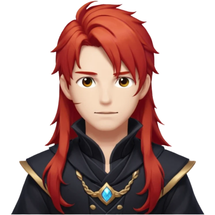 Diluc from Genshin Impact (tall male adult) (long hair) (half body) emoji