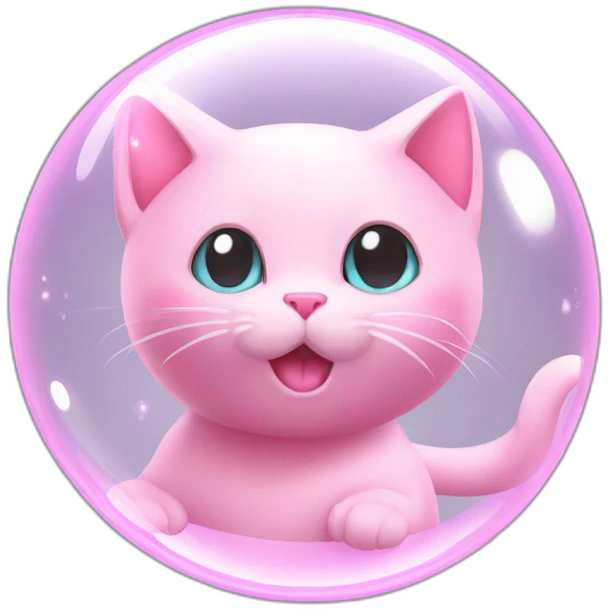 pink mew levitating in a bubble emoji