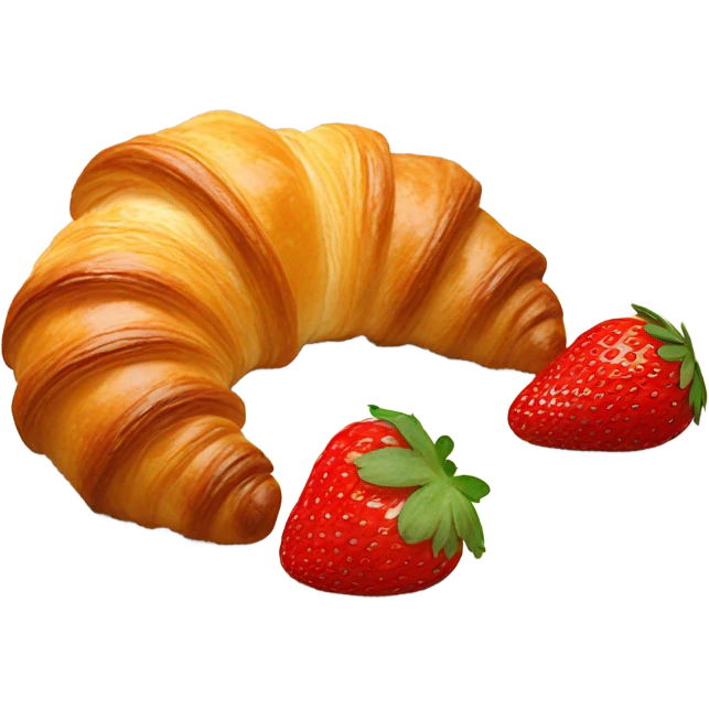 there is a croissant with strawberries in a beige plate emoji