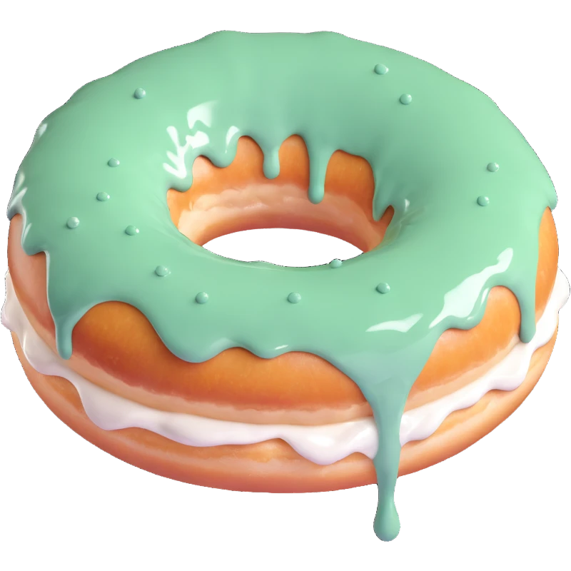 donut with thick green cream glaze dripping down, playful, no text emoji