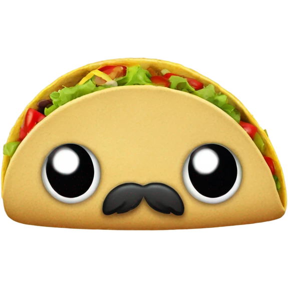 Taco 2d art with a face object show. It has a black bowtie emoji