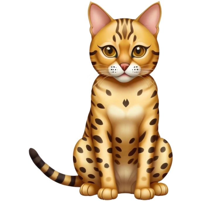 Bengal cat full body sitting with a mask emoji