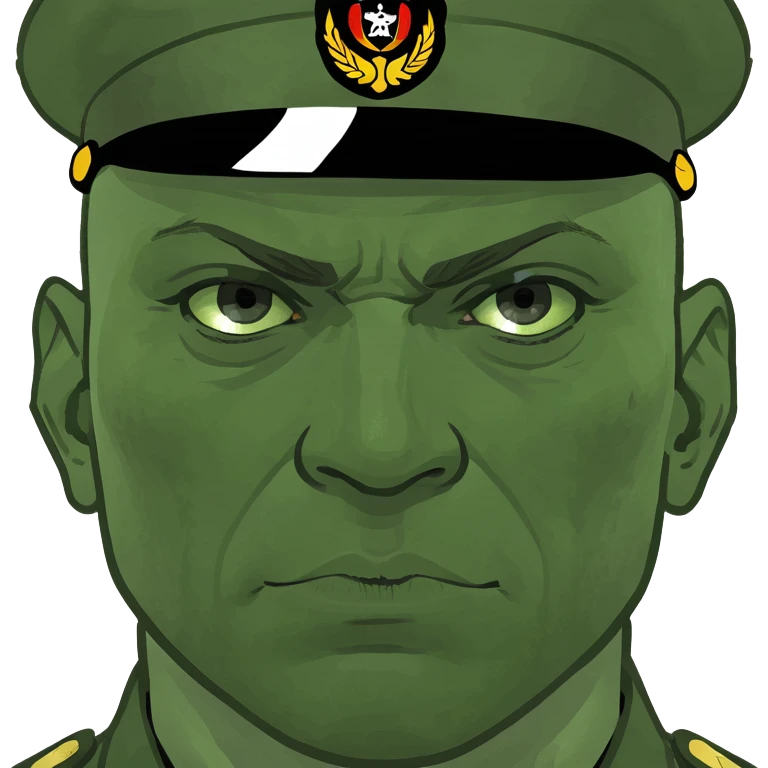 military man with two-thousand-yard stare emoji