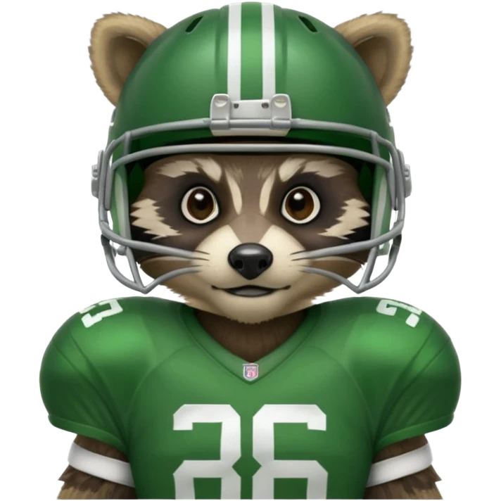 american football player raccoon green emoji