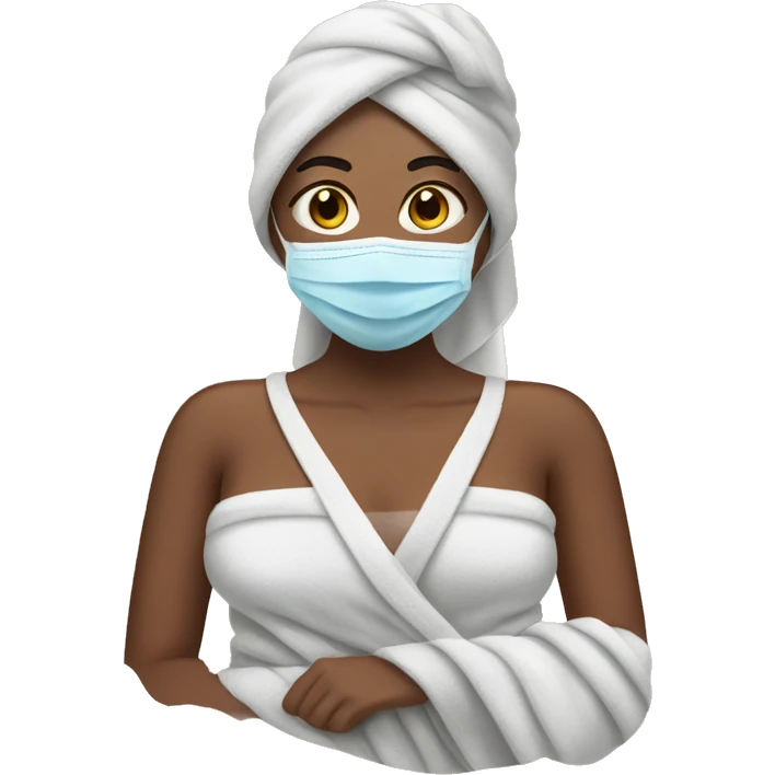 Woman in a towel and face mask emoji