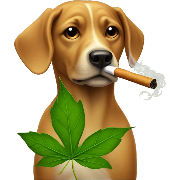 Dog smoking a leaf emoji