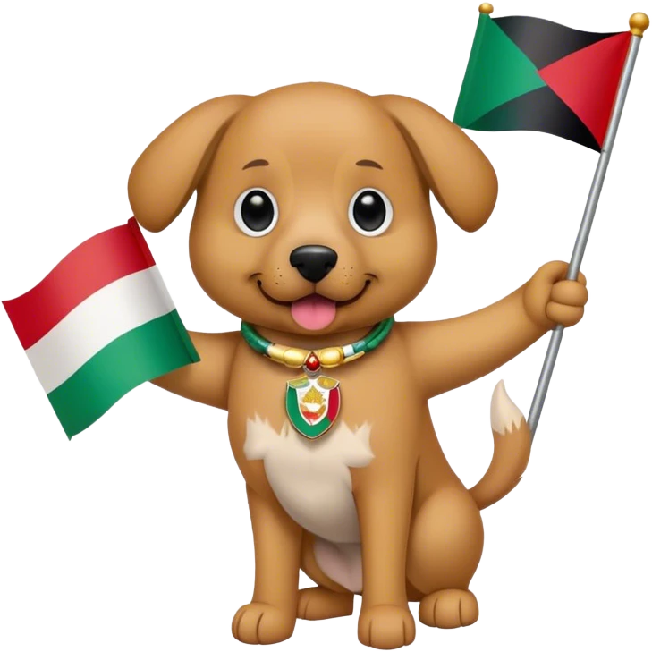Dog holding Kuwait flag emoji