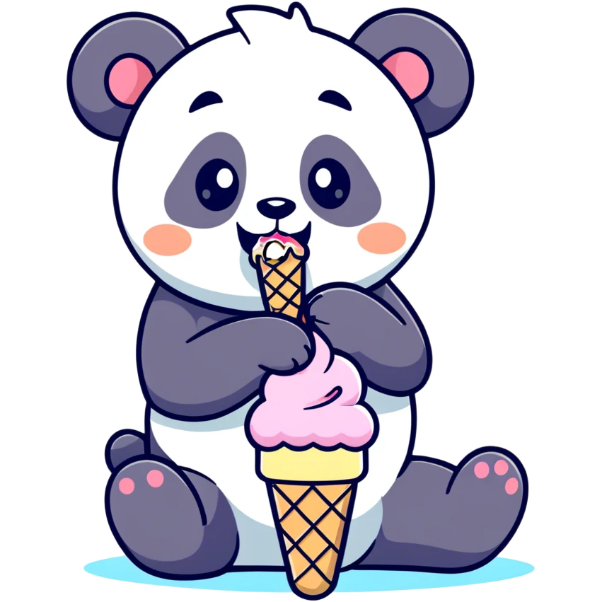 Panda eating ice cream emoji