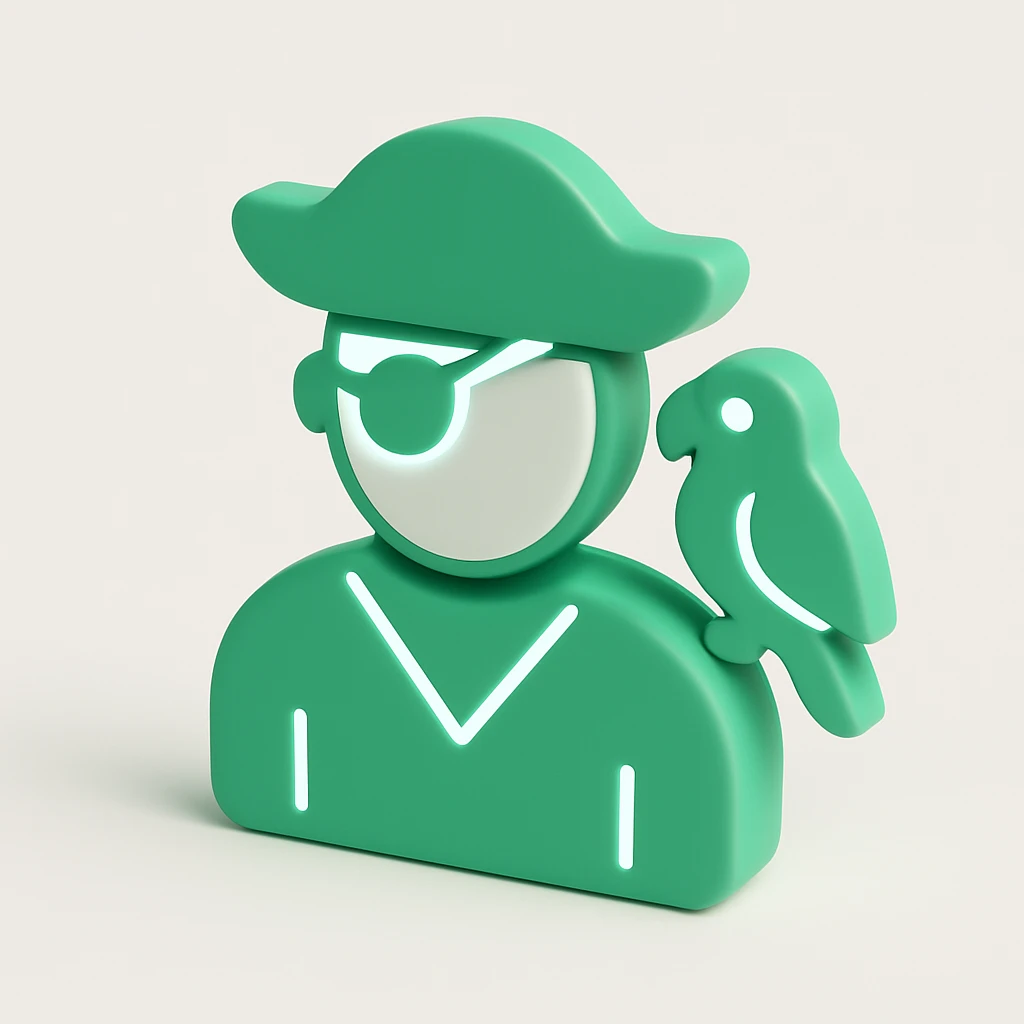 pirate with eye patch and parrot emoji