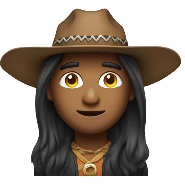 Indian with long hair with cowboy hat emoji