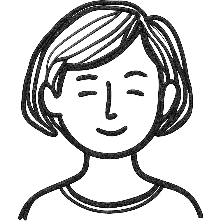 Short hair woman, icon style, black and white, simple and clean lines emoji