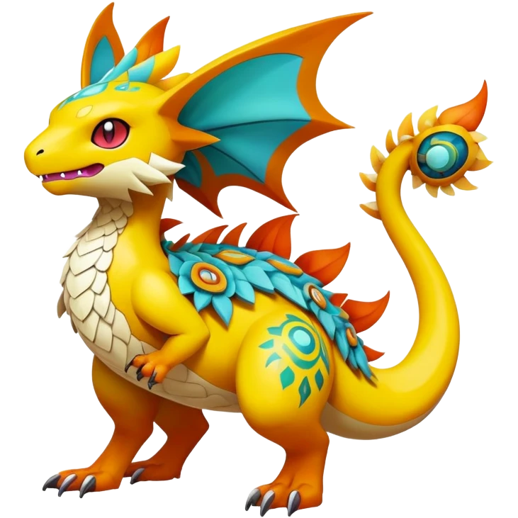 exotic fantasy-creature-Fakémon-Pokémon, full body, with random markings emoji