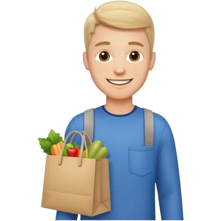 a white man with shopping bag emoji
