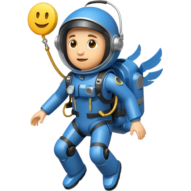 Erstelle mir einen Fallschirmspringer im emoji style mit einem Motor hinten dran  emoji