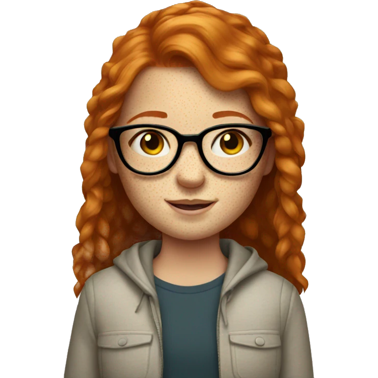 ginger girl with glasses and freckles emoji