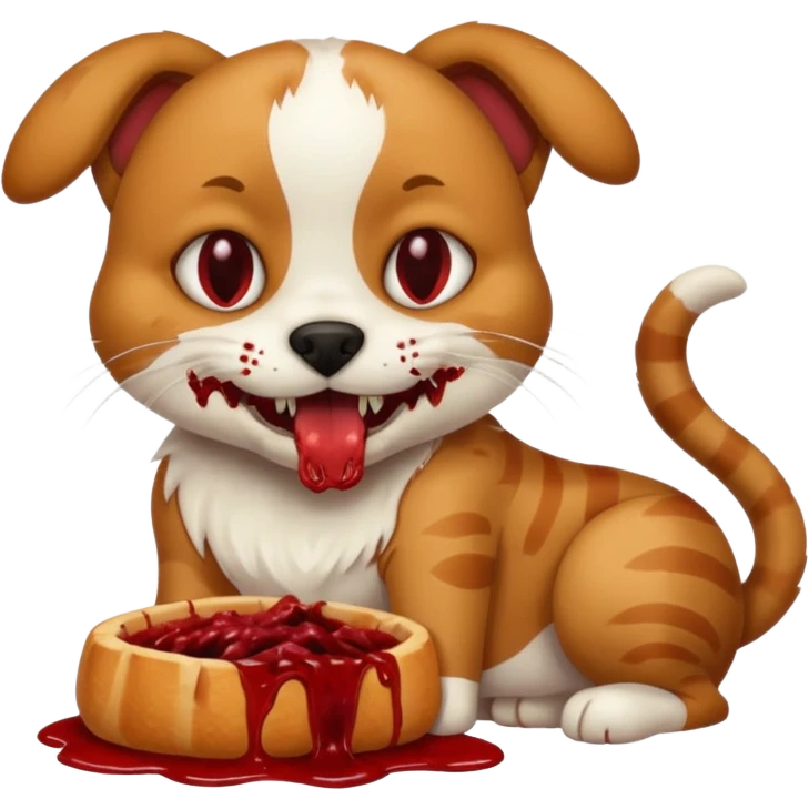 Dog eating a cat emoji