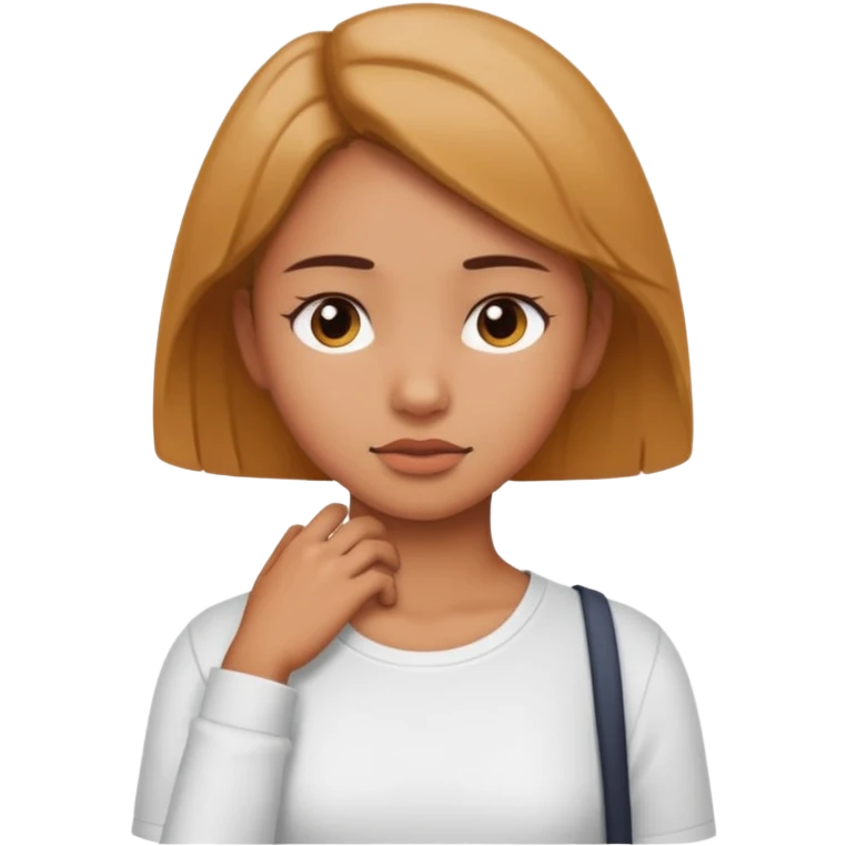girl with two hands holding her neck across emoji