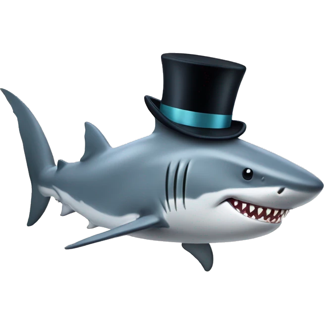 Shark with a top hat emoji