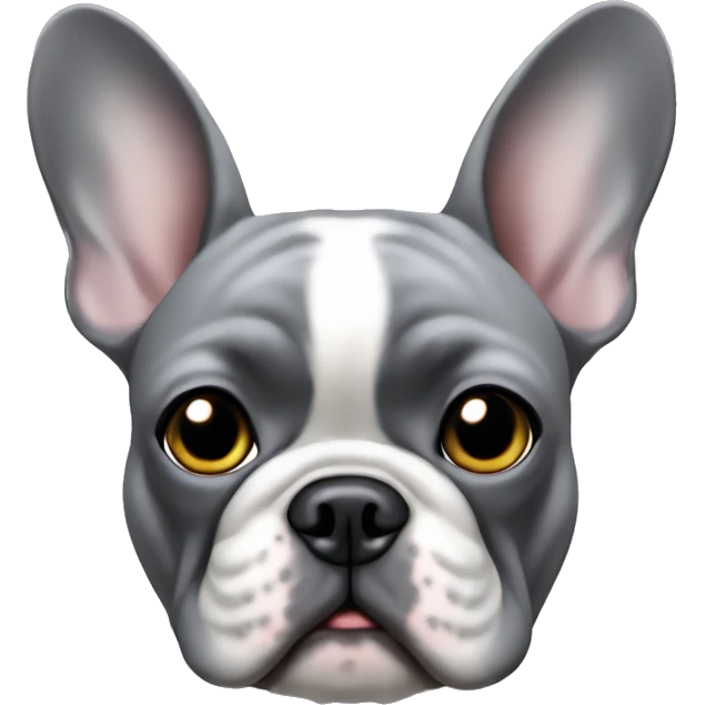 all grey female french bulldog face only emoji