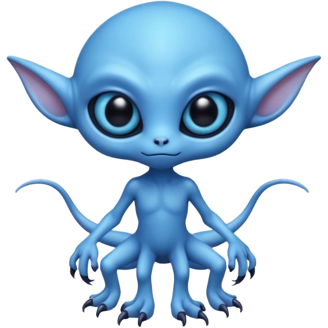 full body cute humanoid peacefull alien furry with 6 legs and eye stalks emoji