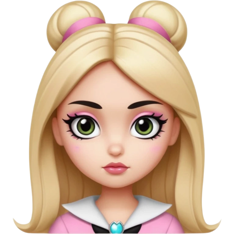 powerpuff girls blossm russian features, beauty, pretty eyes, black eyeliner, pretty bratz baddie emoji