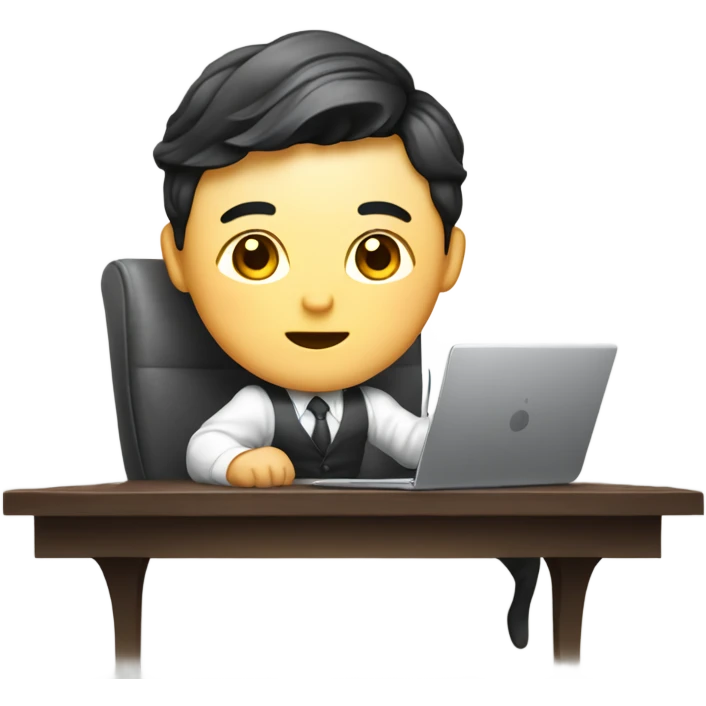 Rich man working setting on a chair and near the table with laptop he is Korean idol   emoji