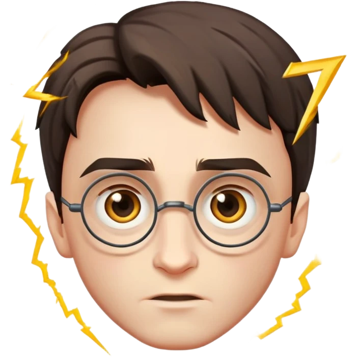 Harry Potter with a Lightning-shaped scar in the middle of the forehead emoji