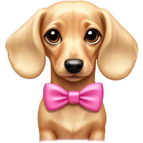 Blonde English cream mini dachshund with pink bow  emoji