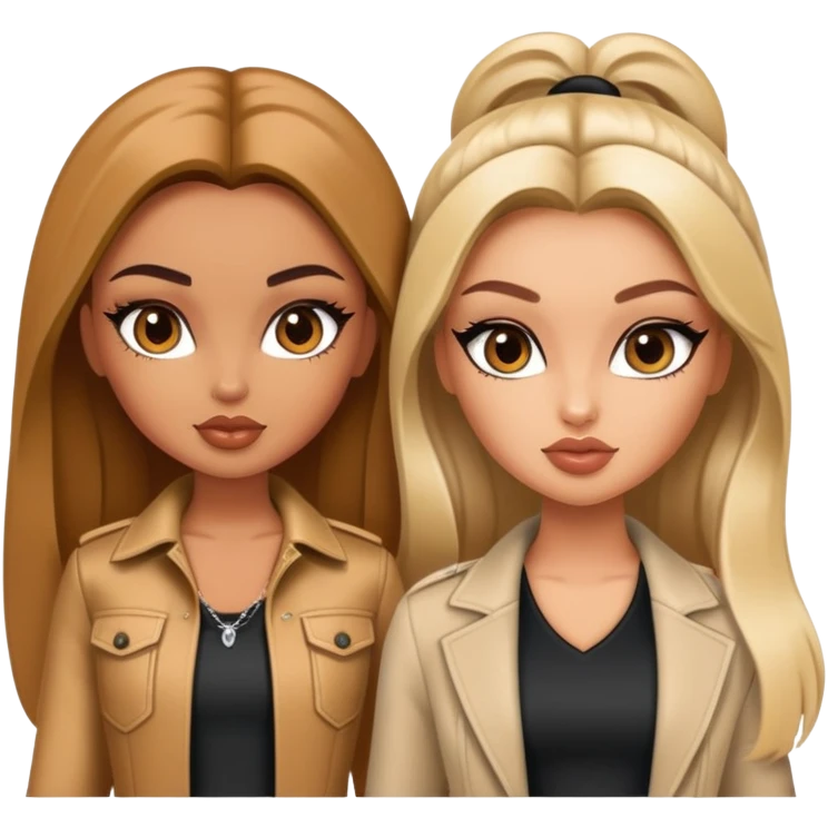 two baddie besties bratz pretty emoji
