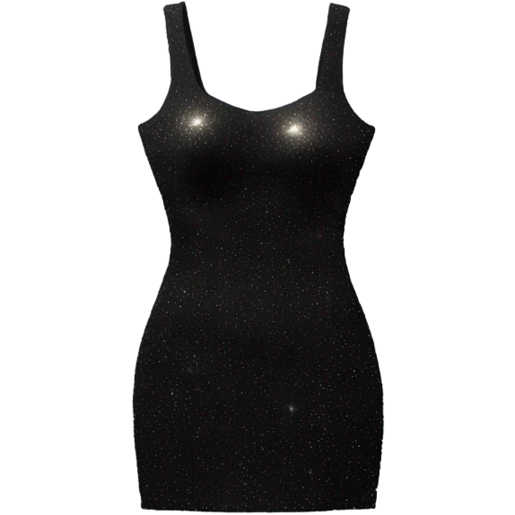 sparkly short black bodycon dress floating in the air emoji