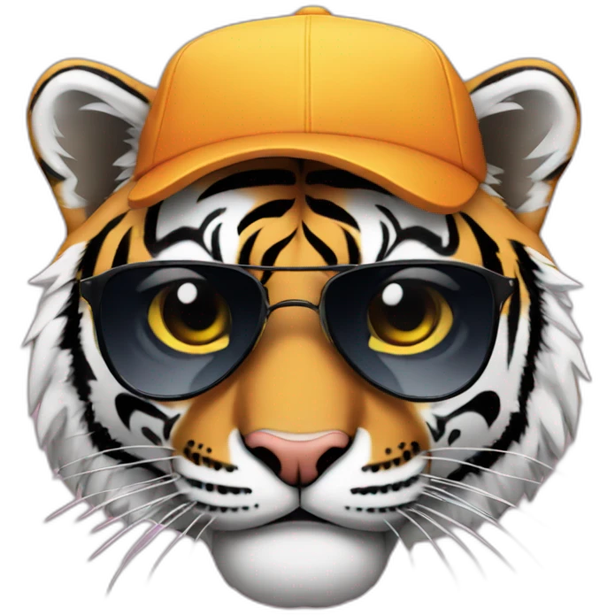 Tiger with sunglasses and cap emoji