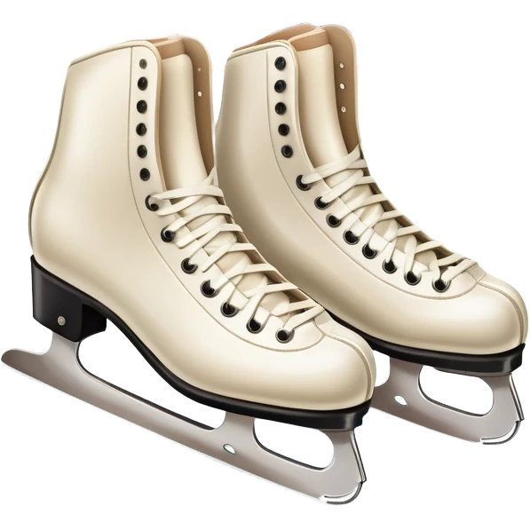 An icon showing a pair of elegant figure skates resting on scratched ice, with worn marks on the surface. The background features a grand arena with cheering spectators filling the stands, creating an atmosphere of excitement and athleticism. Transparent background included. emoji