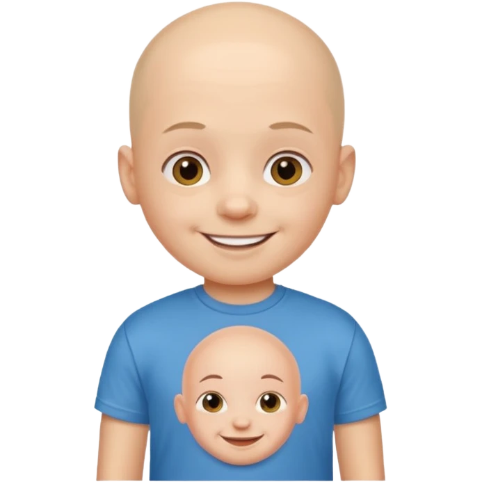 bald child with t shirt emoji