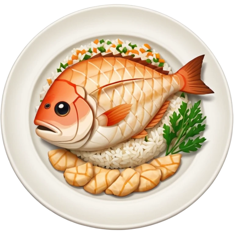 Rice and grouper fillet cooked  emoji