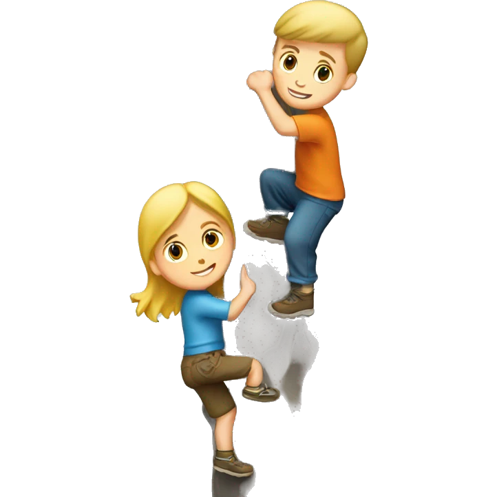 white boy and white girl climbing emoji