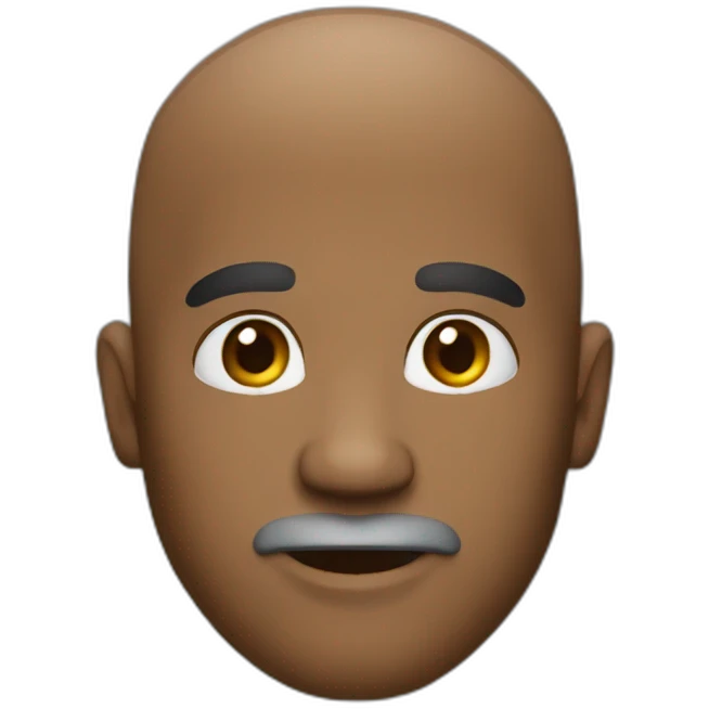 Black bald head man with facial hair  emoji