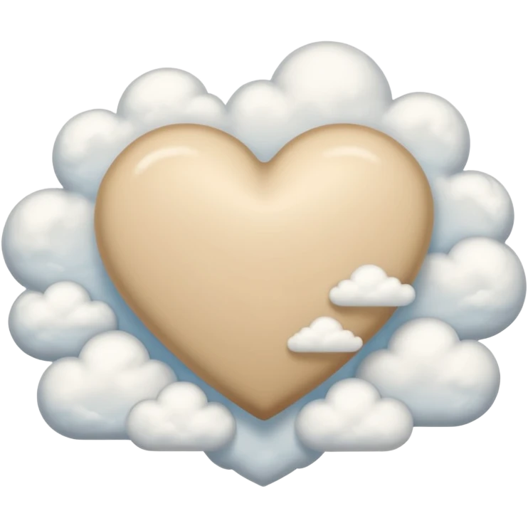 Soft beige heart with clouds underneath it emoji
