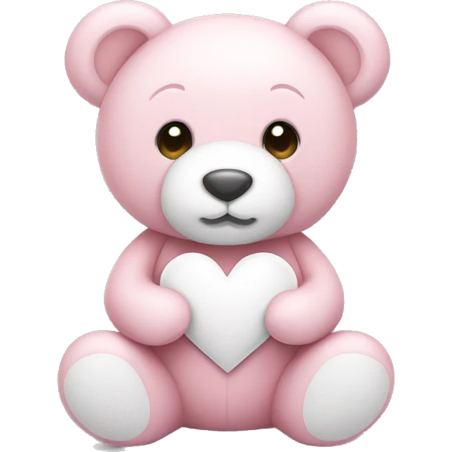 Light pink teddy bear with white heart emoji