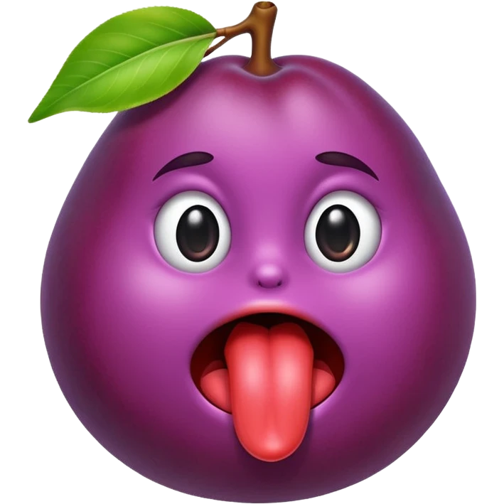 Tongue licking a plum  emoji