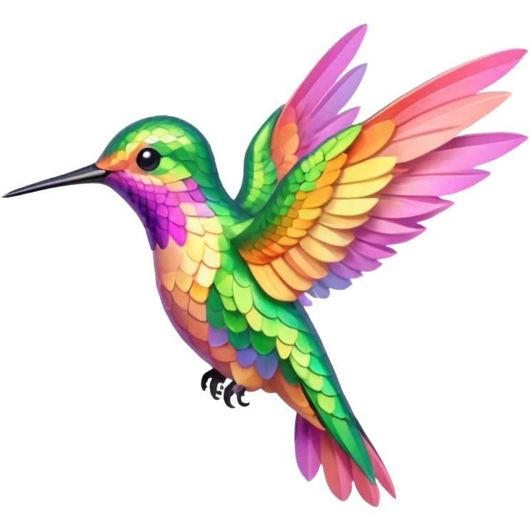 mostly peach pink plus yellow-green humming bird emoji
