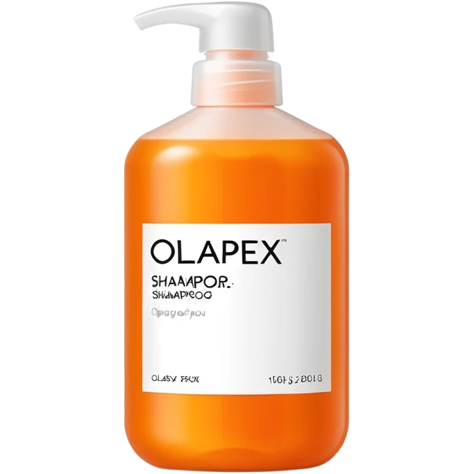 Olaplex shampoo bottle with orange label emoji