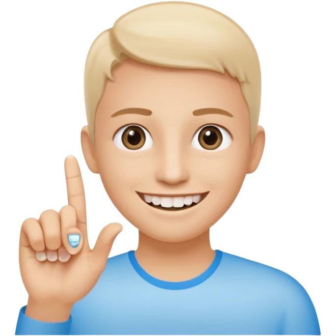only 2 eyes with invisalign with finger pointing straight the screen emoji