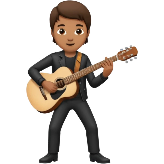 Create a picture of this man, keeping the same exact outfit but with him playing guitar emoji