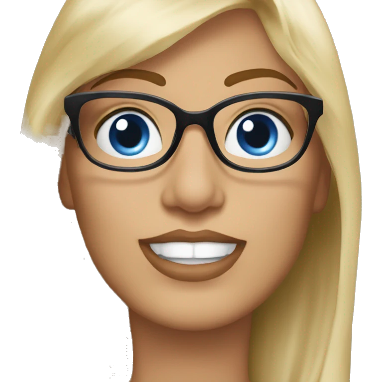 blonde woman with blue eyes and glasses kisses George Clooney  emoji