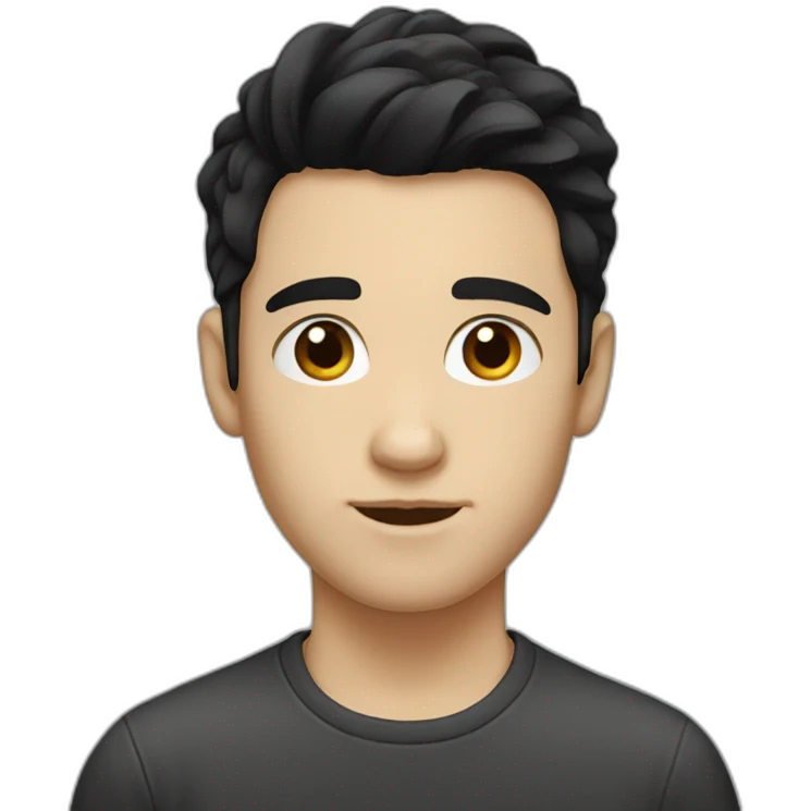 white boy black hair emoji